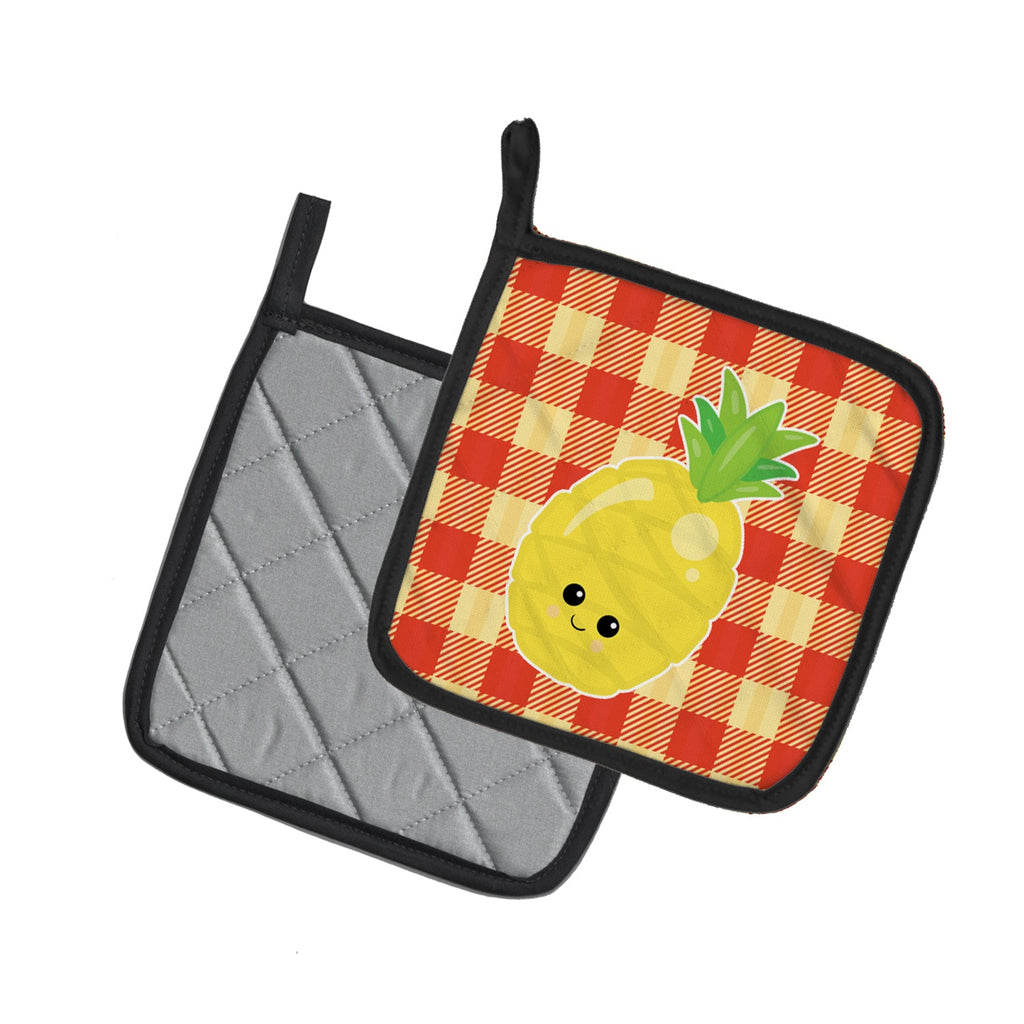 Pineapple Face Pot Holder Set of 2 Heat Resistant Quilted Hot Pads 7.5 x 7.5 Inch, Insulated Kitchen Trivets for Cooking & Baking