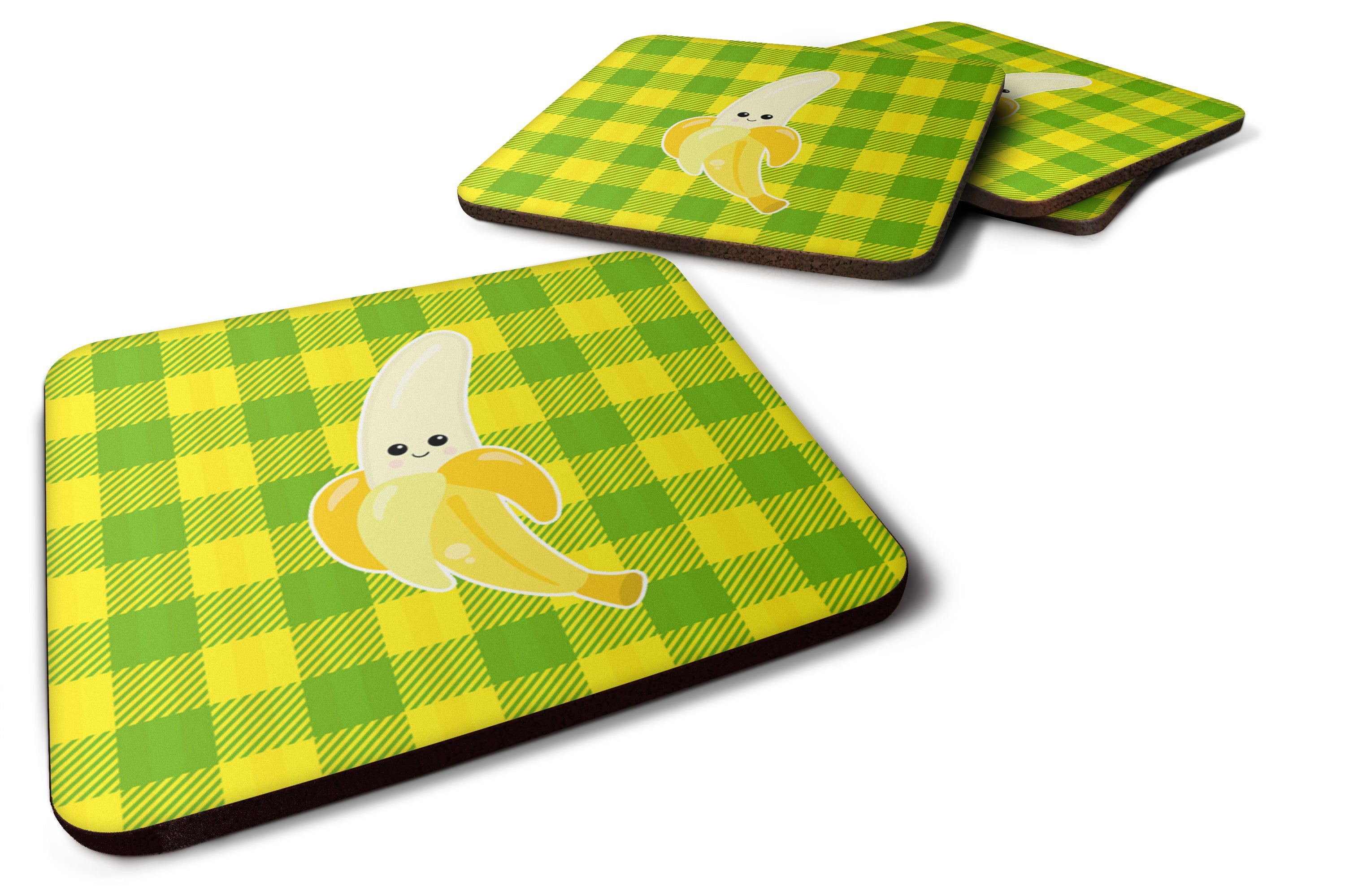 Banana Face Foam Coasters Set of 4 Cup Coasters for Indoor Outdoor, Tabletop Protection, Anti Slip, Mouse pad Material