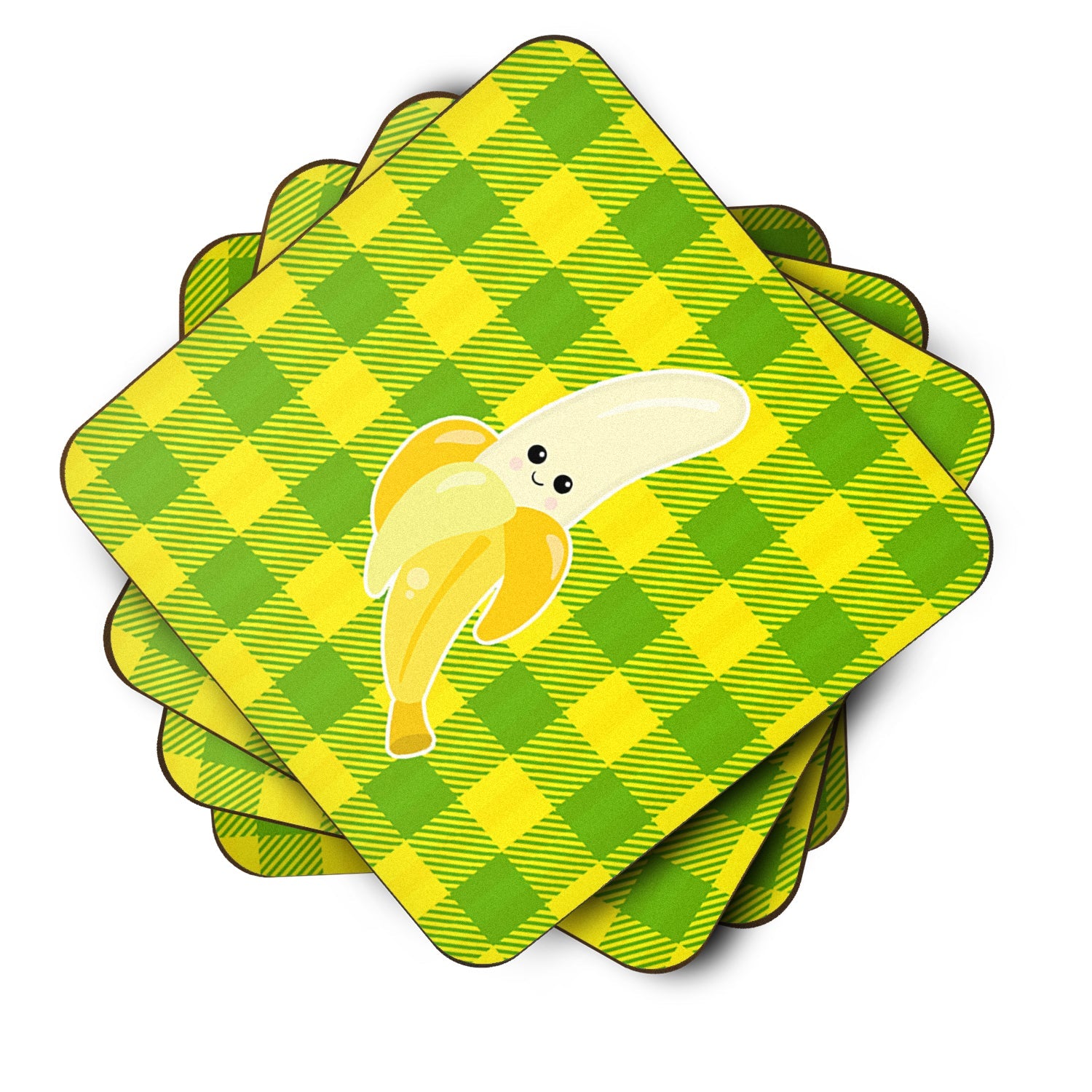 Banana Face Foam Coasters Set of 4 Cup Coasters for Indoor Outdoor, Tabletop Protection, Anti Slip, Mouse pad Material