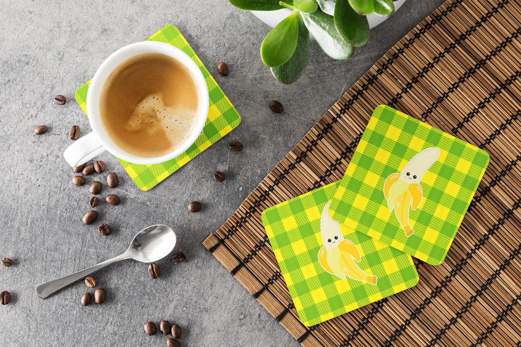 Banana Face Foam Coasters Set of 4 Cup Coasters for Indoor Outdoor, Tabletop Protection, Anti Slip, Mouse pad Material