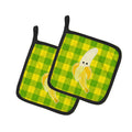 Banana Face Pot Holder Set of 2 Heat Resistant Quilted Hot Pads 7.5 x 7.5 Inch, Insulated Kitchen Trivets for Cooking & Baking