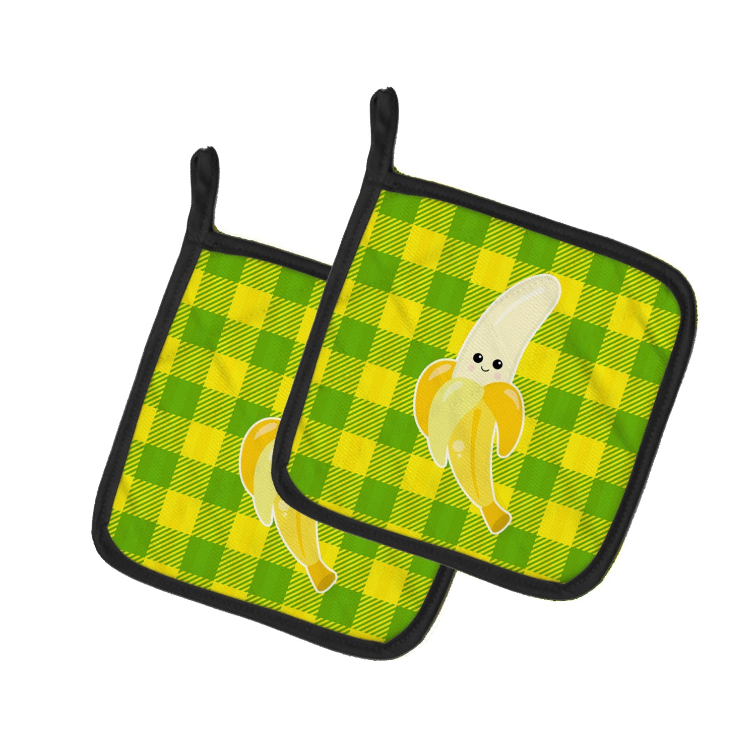 Banana Face Pot Holder Set of 2 Heat Resistant Quilted Hot Pads 7.5 x 7.5 Inch, Insulated Kitchen Trivets for Cooking & Baking