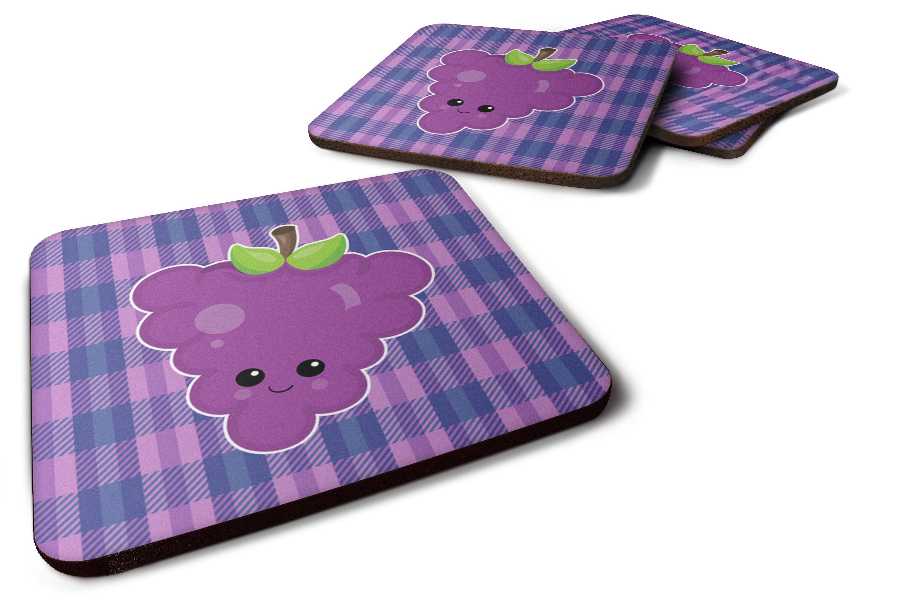Grape Face Foam Coasters Set of 4 Cup Coasters for Indoor Outdoor, Tabletop Protection, Anti Slip, Mouse pad Material