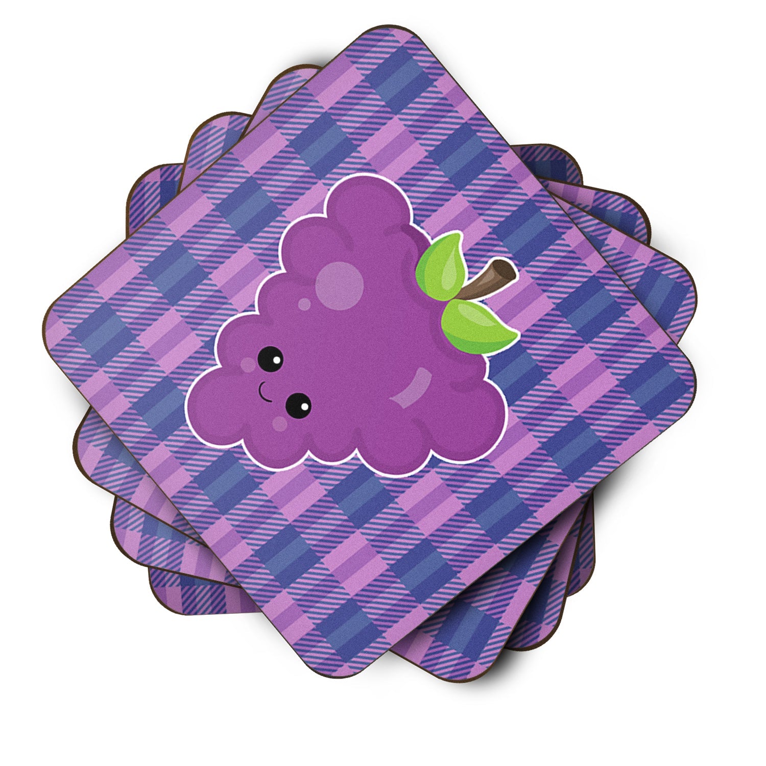Grape Face Foam Coasters Set of 4 Cup Coasters for Indoor Outdoor, Tabletop Protection, Anti Slip, Mouse pad Material