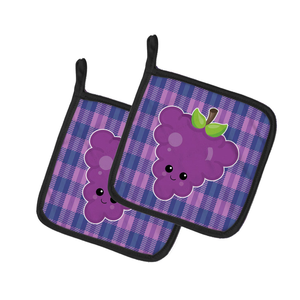Grape Face Pot Holder Set of 2 Heat Resistant Quilted Hot Pads 7.5 x 7.5 Inch, Insulated Kitchen Trivets for Cooking & Baking