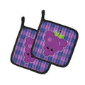 Grape Face Pot Holder Set of 2 Heat Resistant Quilted Hot Pads 7.5 x 7.5 Inch, Insulated Kitchen Trivets for Cooking & Baking