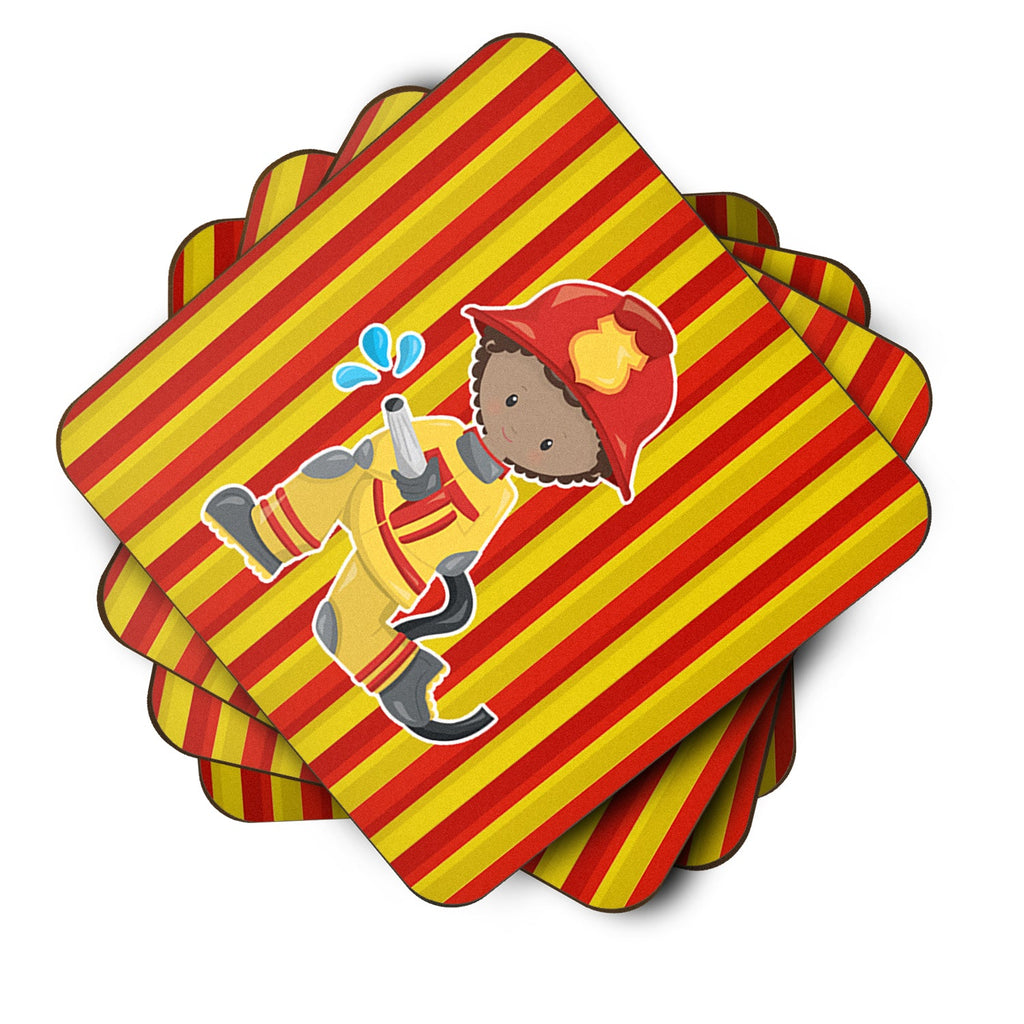 Fireman Boy Foam Coasters Set of 4 Cup Coasters for Indoor Outdoor, Tabletop Protection, Anti Slip, Mouse pad Material