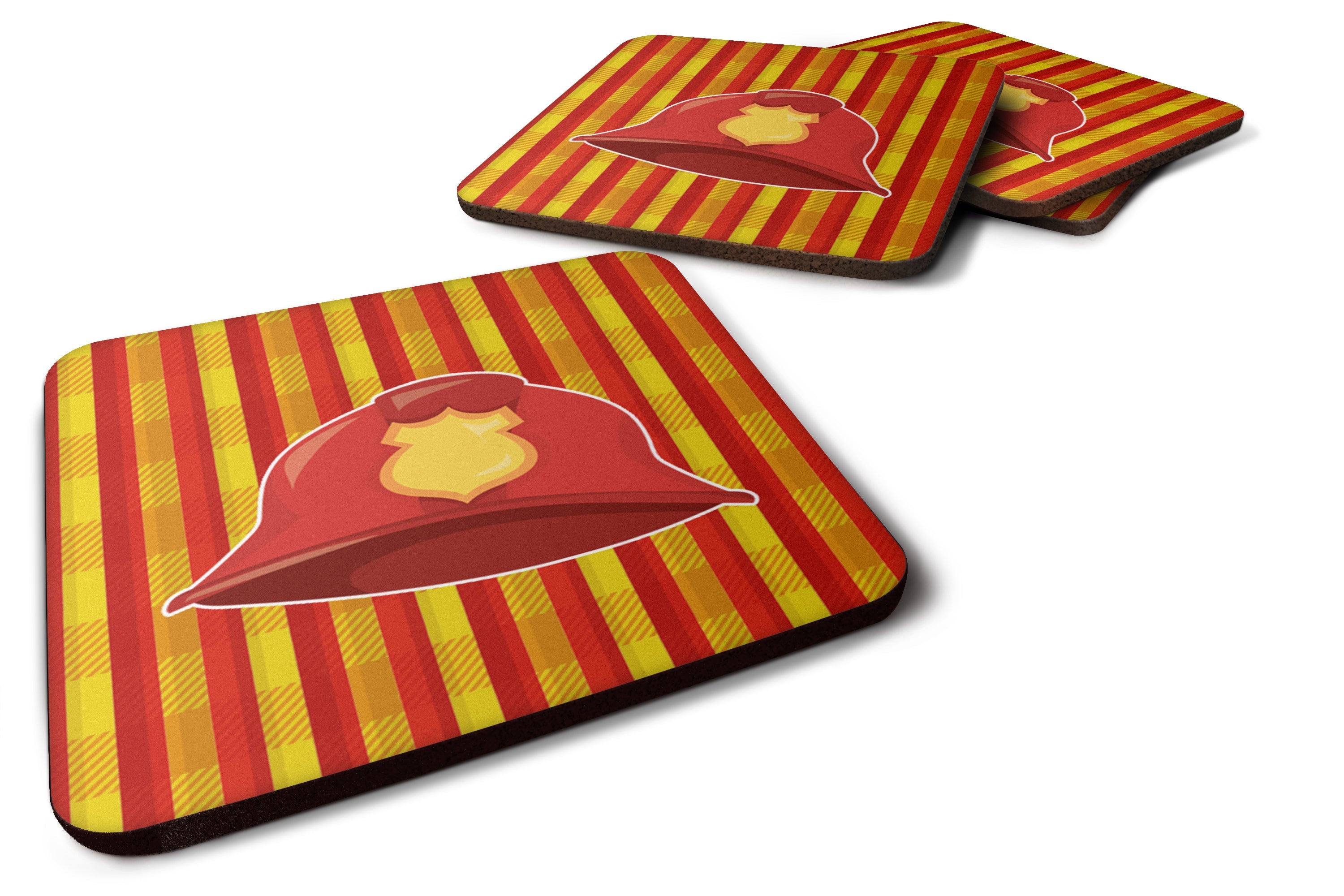 Fireman's Hat Foam Coasters Set of 4 Cup Coasters for Indoor Outdoor, Tabletop Protection, Anti Slip, Mouse pad Material