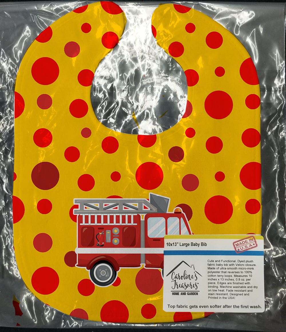 Fireman's Firetruck Baby Bib Easy-Clean Baby Bib Baby Feeding Accessory Baby Mealtime Essential, 10 x 13, Multicolor