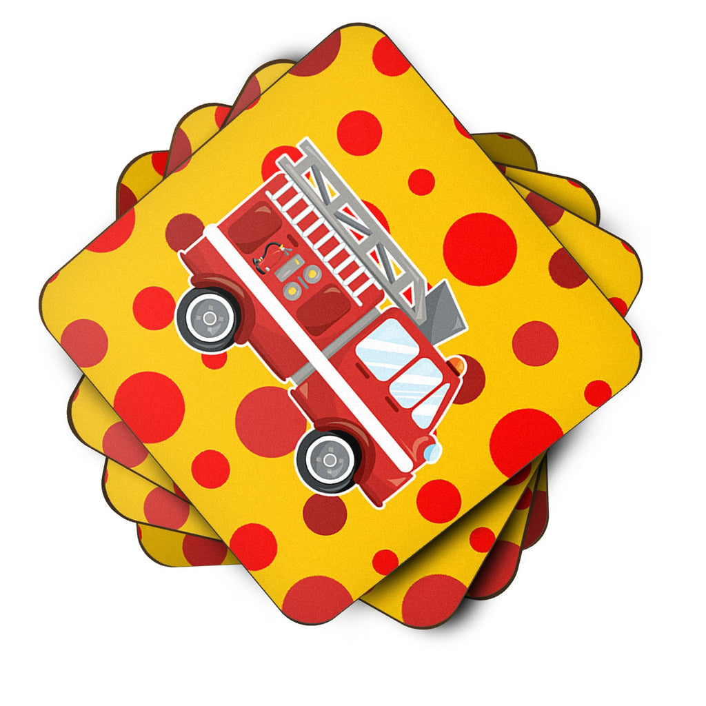 Fireman's Firetruck Foam Coasters Set of 4 Cup Coasters for Indoor Outdoor, Tabletop Protection, Anti Slip, Mouse pad Material