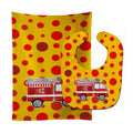 Fireman's Firetruck Baby Bib & Burp Cloth Easy-Clean Baby Bib Baby Feeding Accessory Baby Mealtime Essential