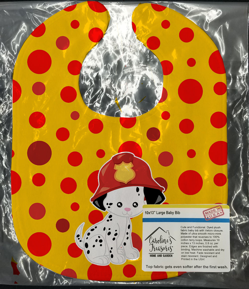 Fireman Dalmatian Puppy Baby Bib Easy-Clean Baby Bib Baby Feeding Accessory Baby Mealtime Essential, 10 x 13, Multicolor