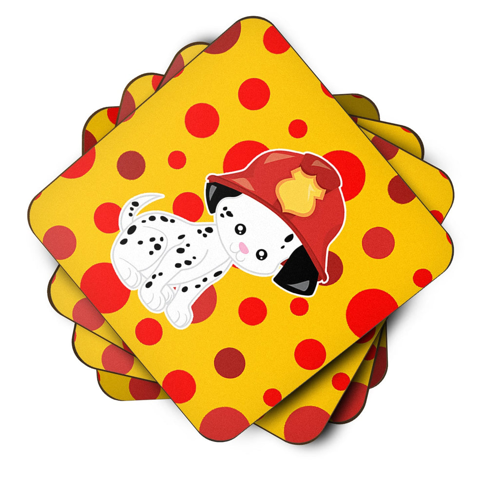 Fireman Dalmatian Puppy Foam Coasters Set of 4 Cup Coasters for Indoor Outdoor, Tabletop Protection, Anti Slip, Mouse pad Material