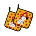 Fireman Dalmatian Puppy Pot Holder Set of 2 Heat Resistant Quilted Hot Pads 7.5 x 7.5 Inch, Insulated Kitchen Trivets for Cooking & Baking