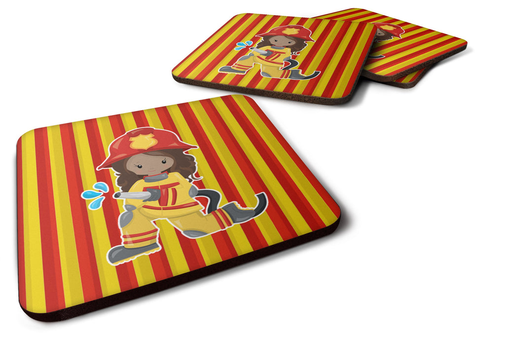 Fireman Girl Foam Coasters Set of 4 Cup Coasters for Indoor Outdoor, Tabletop Protection, Anti Slip, Mouse pad Material