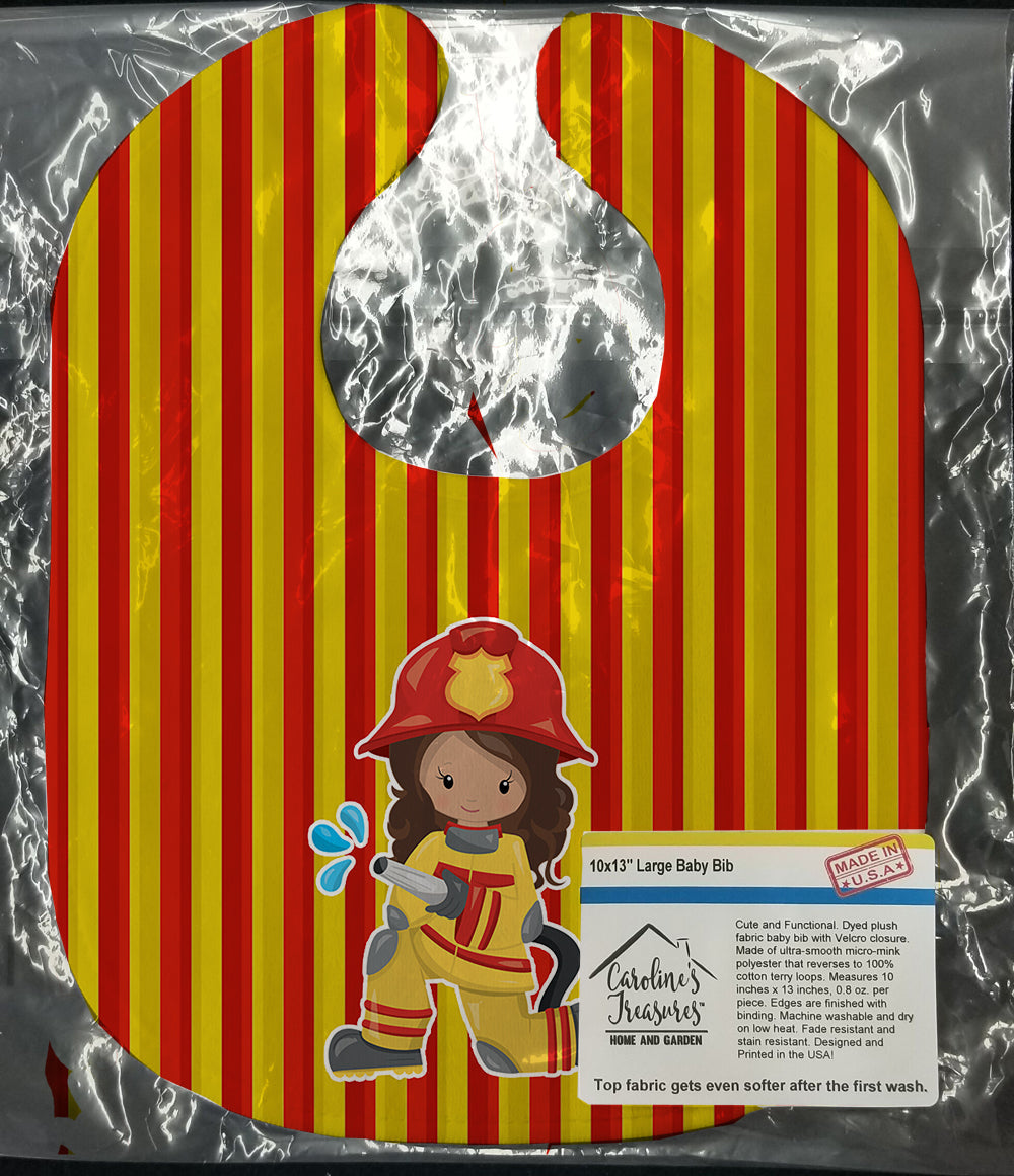 Fireman Girl Baby Bib Easy-Clean Baby Bib Baby Feeding Accessory Baby Mealtime Essential, 10 x 13, Multicolor