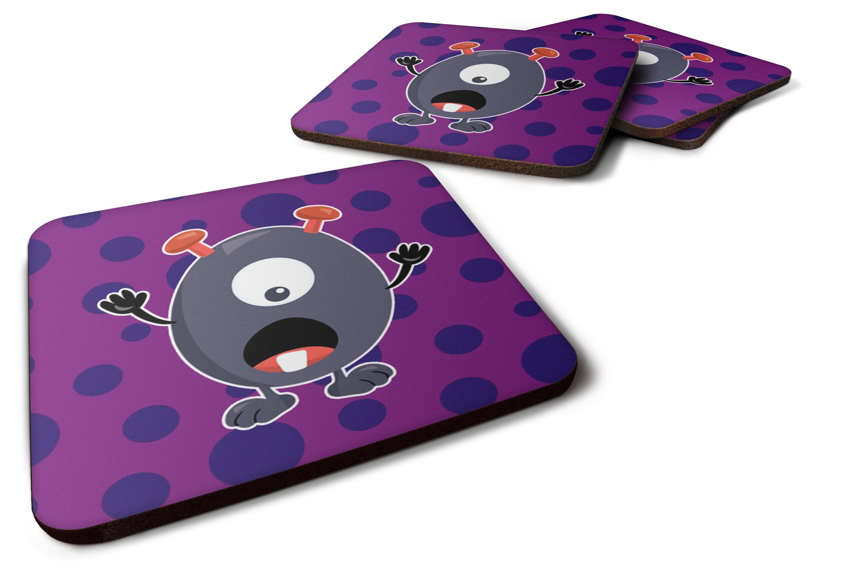 Little Monster Grape Gordo Foam Coasters Set of 4 Cup Coasters for Indoor Outdoor, Tabletop Protection, Anti Slip, Mouse pad Material