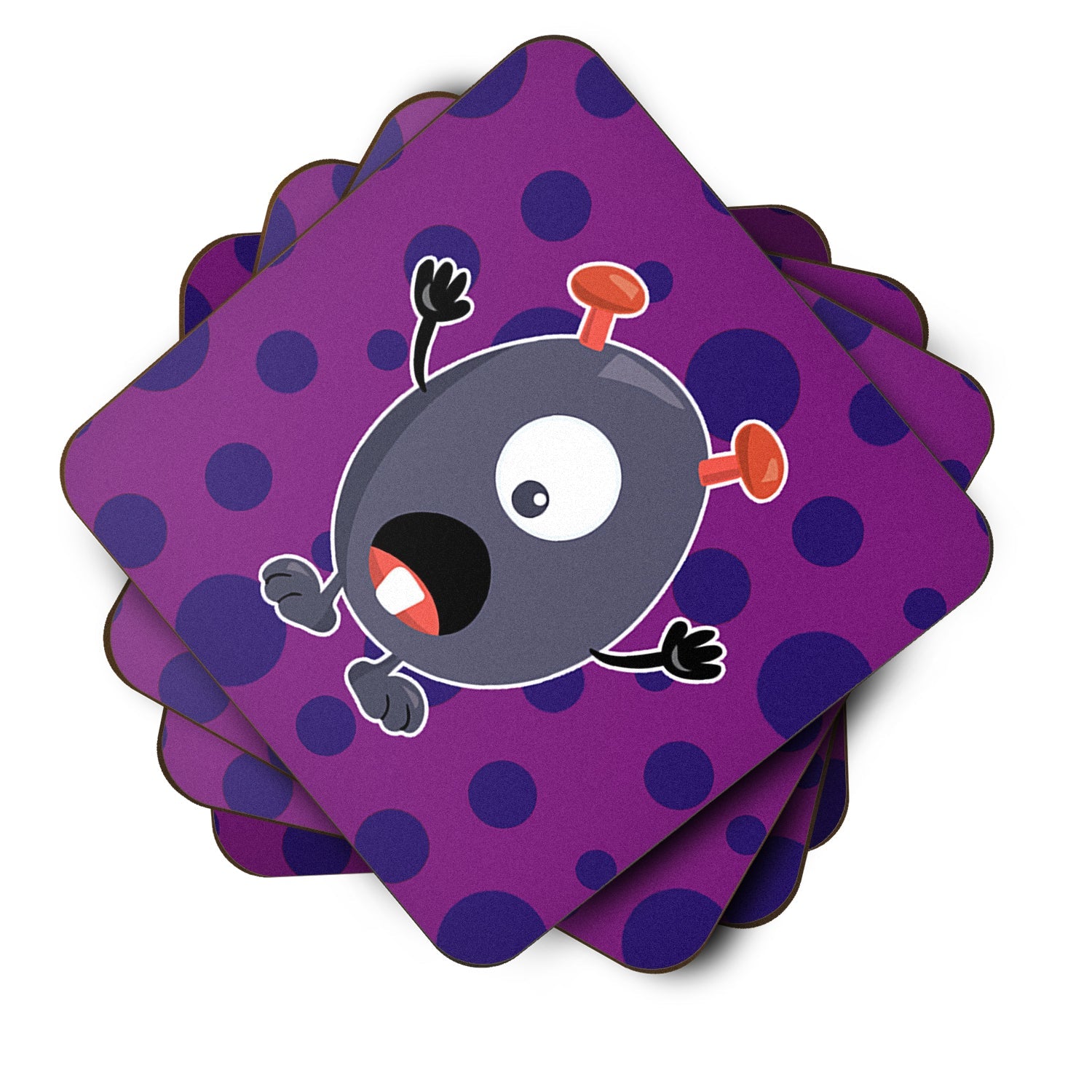 Little Monster Grape Gordo Foam Coasters Set of 4 Cup Coasters for Indoor Outdoor, Tabletop Protection, Anti Slip, Mouse pad Material
