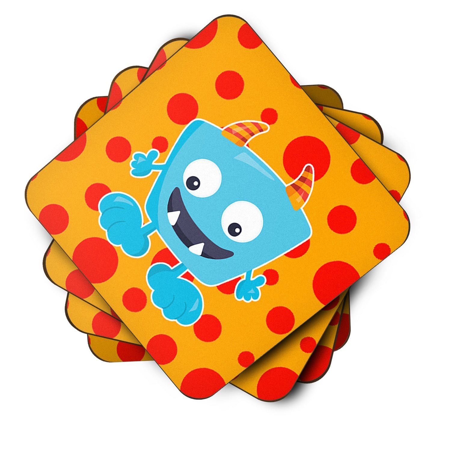 Little Monster Aquadevil Foam Coasters Set of 4 Cup Coasters for Indoor Outdoor, Tabletop Protection, Anti Slip, Mouse pad Material