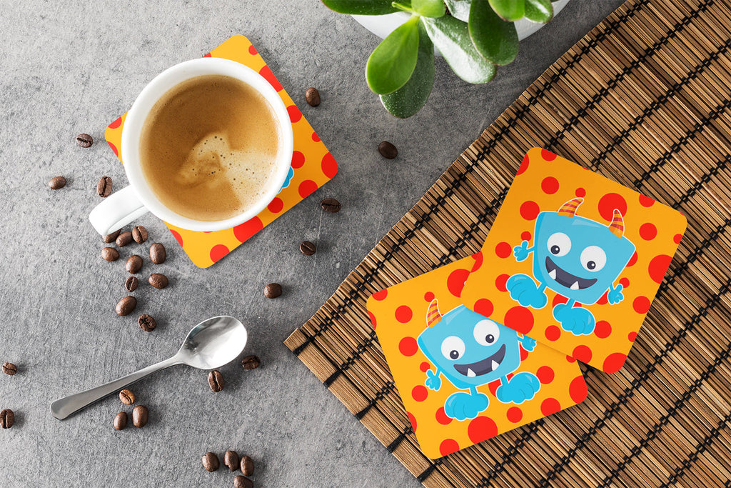 Little Monster Aquadevil Foam Coasters Set of 4 Cup Coasters for Indoor Outdoor, Tabletop Protection, Anti Slip, Mouse pad Material