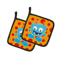 Little Monster Aquadevil Pot Holder Set of 2 Heat Resistant Quilted Hot Pads 7.5 x 7.5 Inch, Insulated Kitchen Trivets for Cooking & Baking