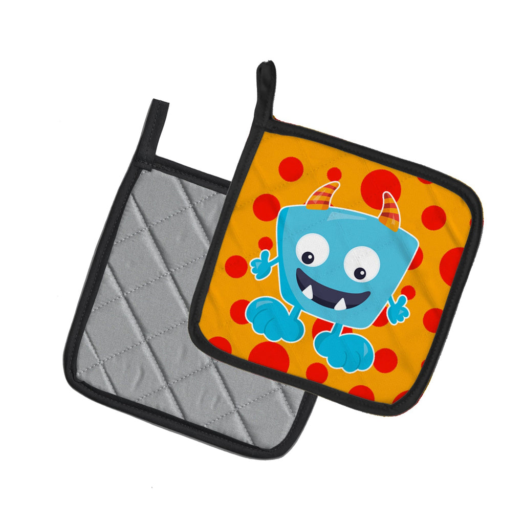 Little Monster Aquadevil Pot Holder Set of 2 Heat Resistant Quilted Hot Pads 7.5 x 7.5 Inch, Insulated Kitchen Trivets for Cooking & Baking