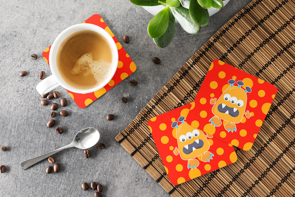 Little Monster Visonator Foam Coasters Set of 4 Cup Coasters for Indoor Outdoor, Tabletop Protection, Anti Slip, Mouse pad Material