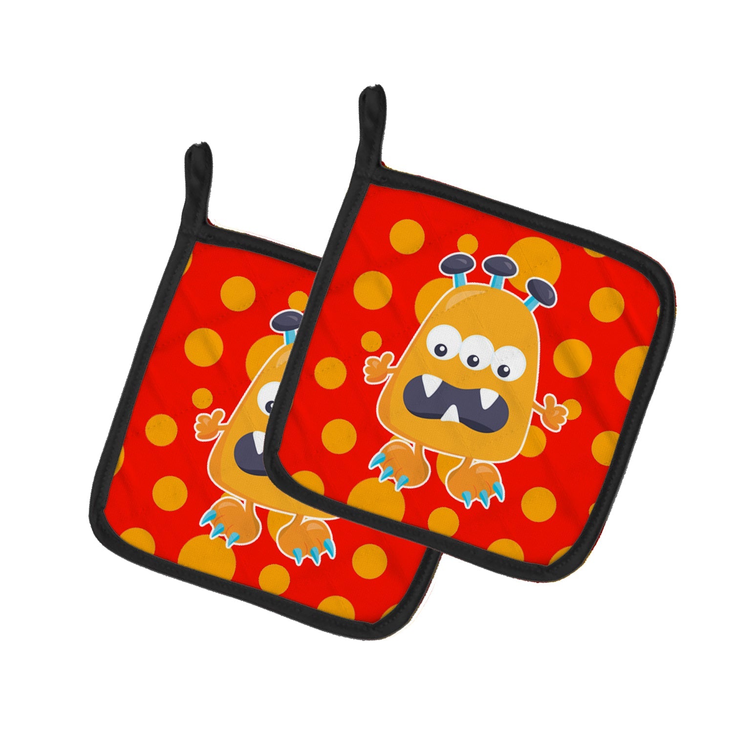 Little Monster Visonator Pot Holder Set of 2 Heat Resistant Quilted Hot Pads 7.5 x 7.5 Inch, Insulated Kitchen Trivets for Cooking & Baking