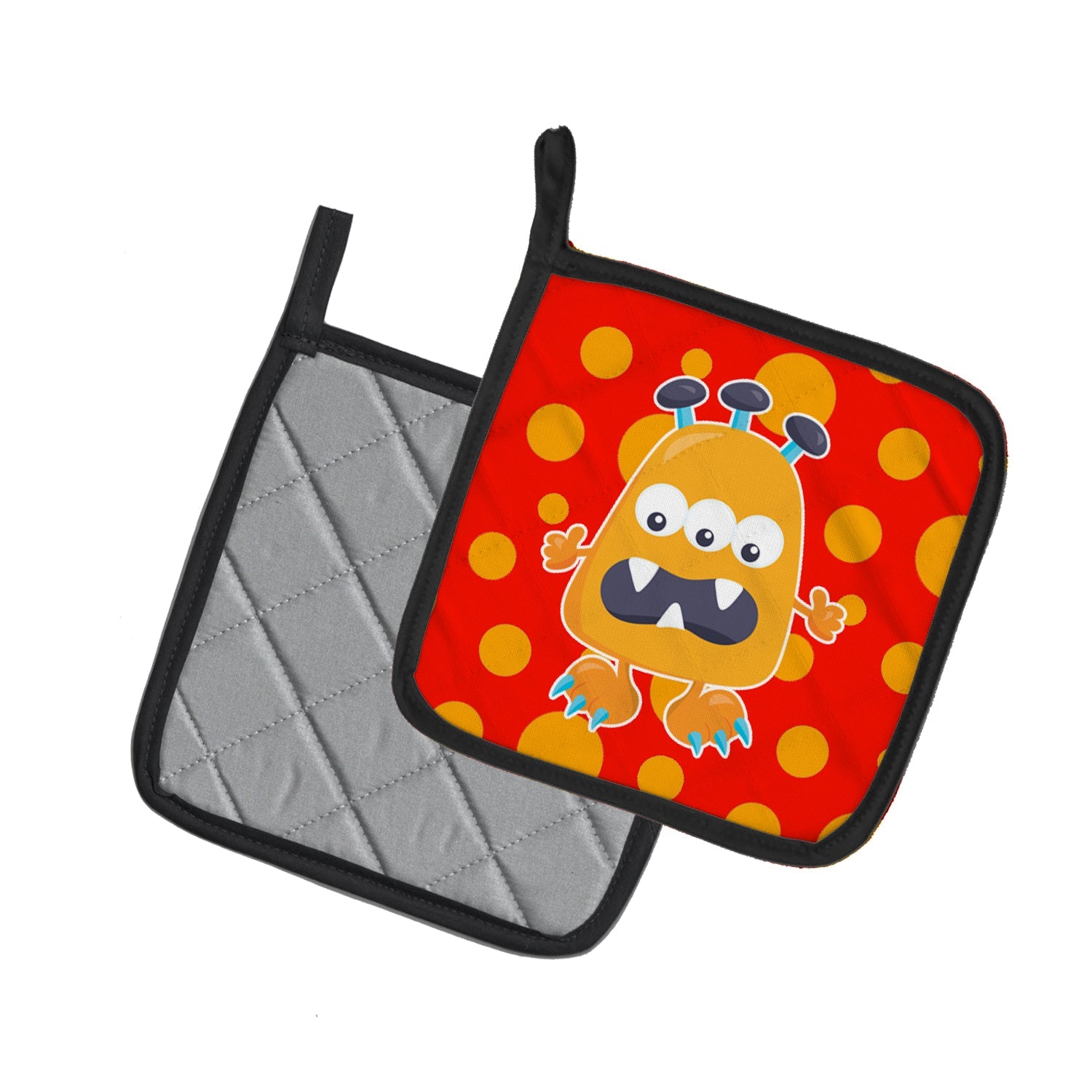 Little Monster Visonator Pot Holder Set of 2 Heat Resistant Quilted Hot Pads 7.5 x 7.5 Inch, Insulated Kitchen Trivets for Cooking & Baking
