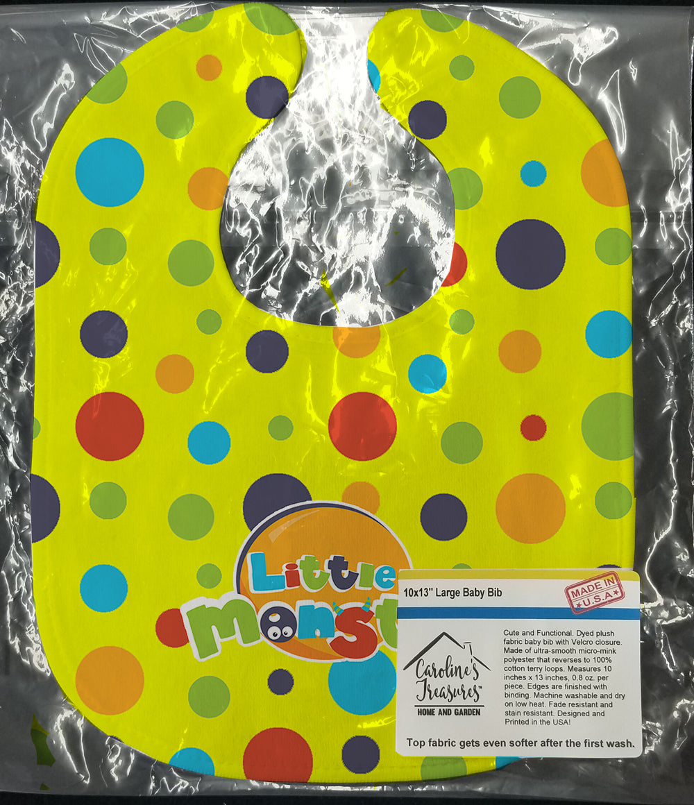 Little Monster Baby Bib Easy-Clean Baby Bib Baby Feeding Accessory Baby Mealtime Essential, 10 x 13, Multicolor