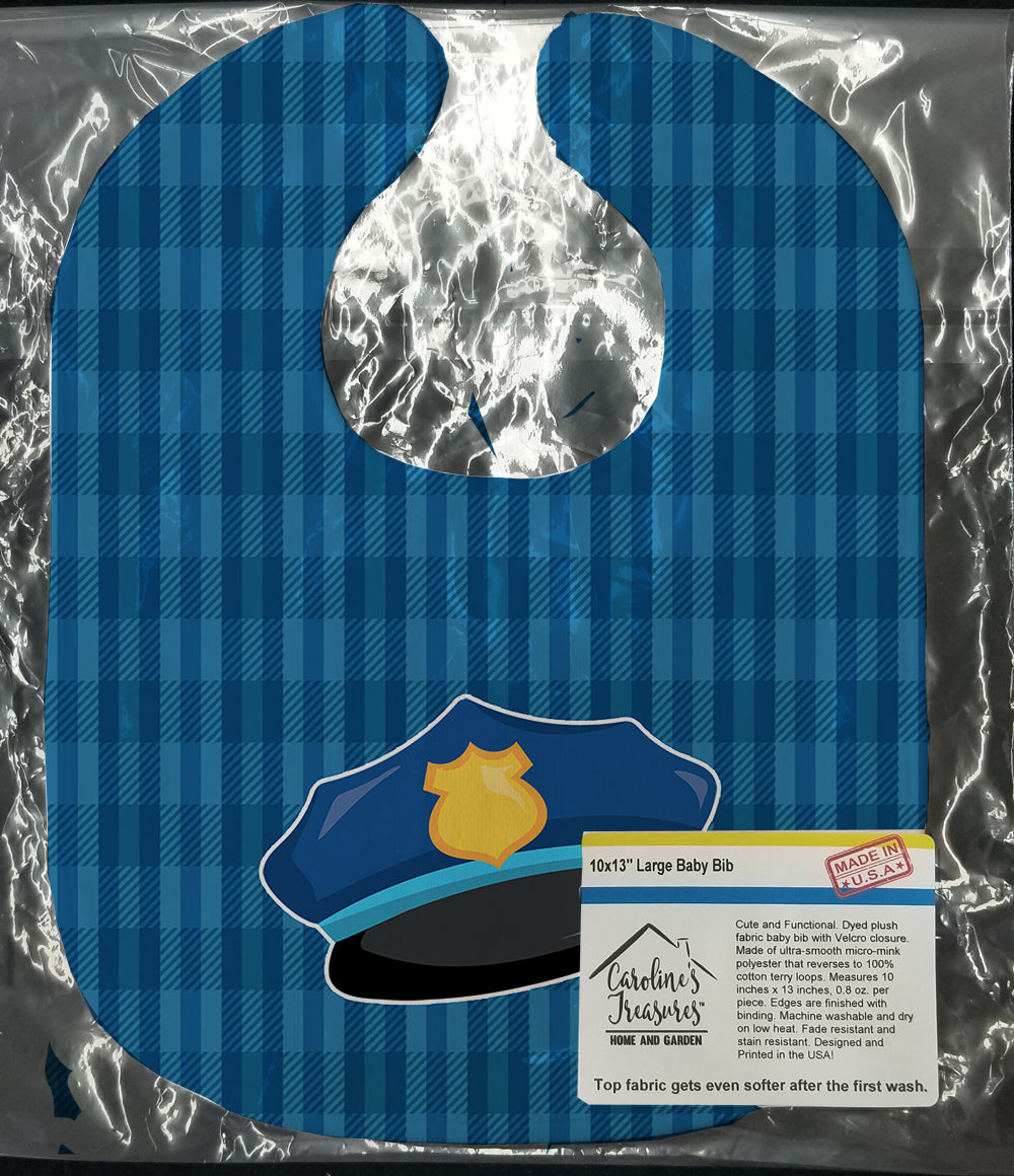 Police Hat Baby Bib Easy-Clean Baby Bib Baby Feeding Accessory Baby Mealtime Essential, 10 x 13, Multicolor