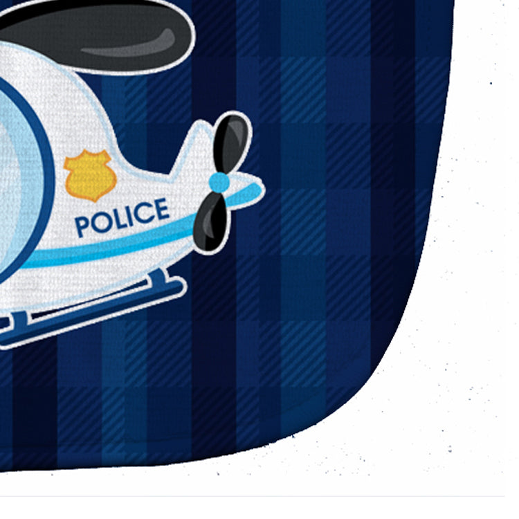 Police Helicopter Baby Bib Easy-Clean Baby Bib Baby Feeding Accessory Baby Mealtime Essential, 10 x 13, Multicolor
