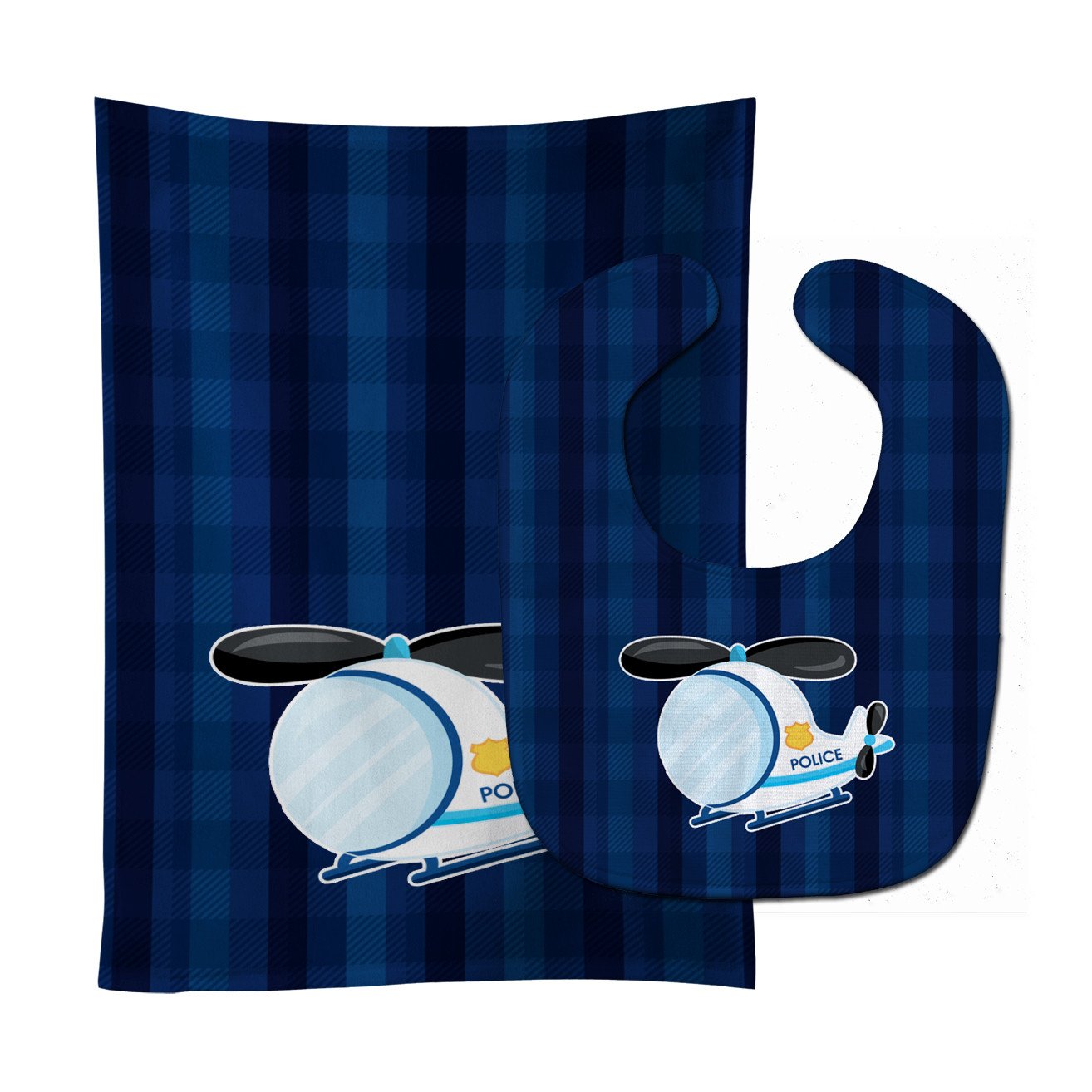 Police Helicopter Baby Bib & Burp Cloth Easy-Clean Baby Bib Baby Feeding Accessory Baby Mealtime Essential