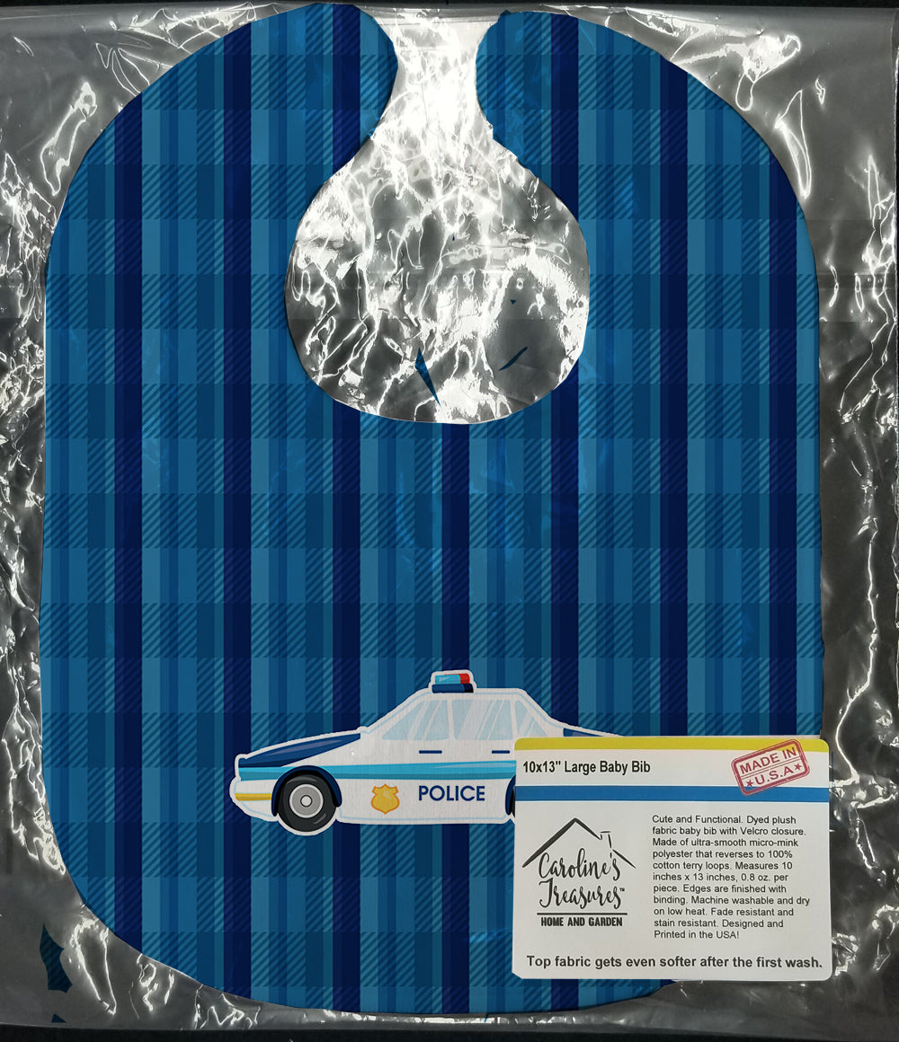 Police Car Baby Bib Easy-Clean Baby Bib Baby Feeding Accessory Baby Mealtime Essential, 10 x 13, Multicolor