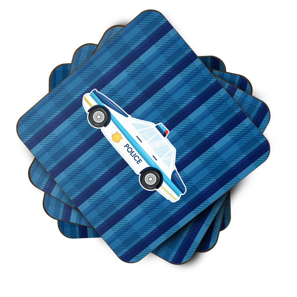 Police Car Foam Coasters Set of 4 Cup Coasters for Indoor Outdoor, Tabletop Protection, Anti Slip, Mouse pad Material