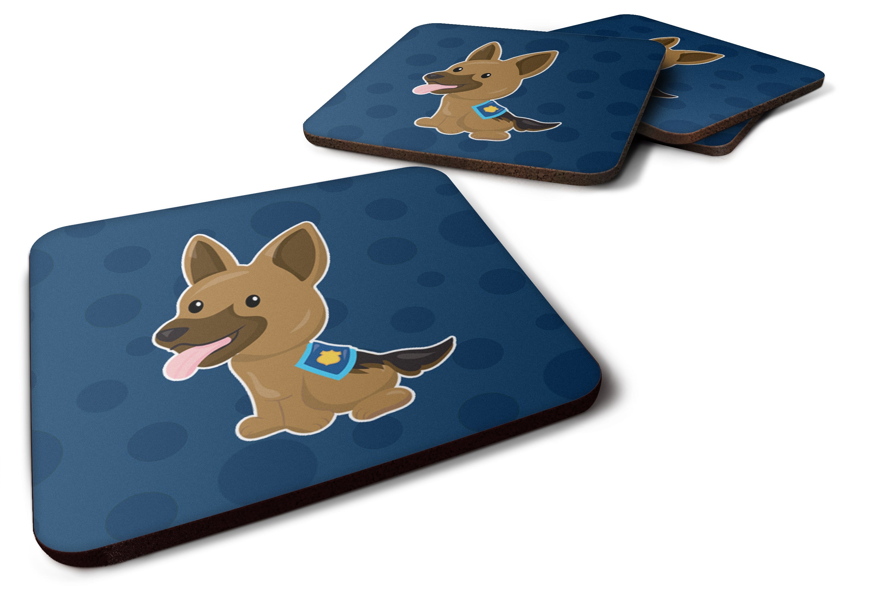 Police German Shepherd Foam Coasters Set of 4 Cup Coasters for Indoor Outdoor, Tabletop Protection, Anti Slip, Mouse pad Material