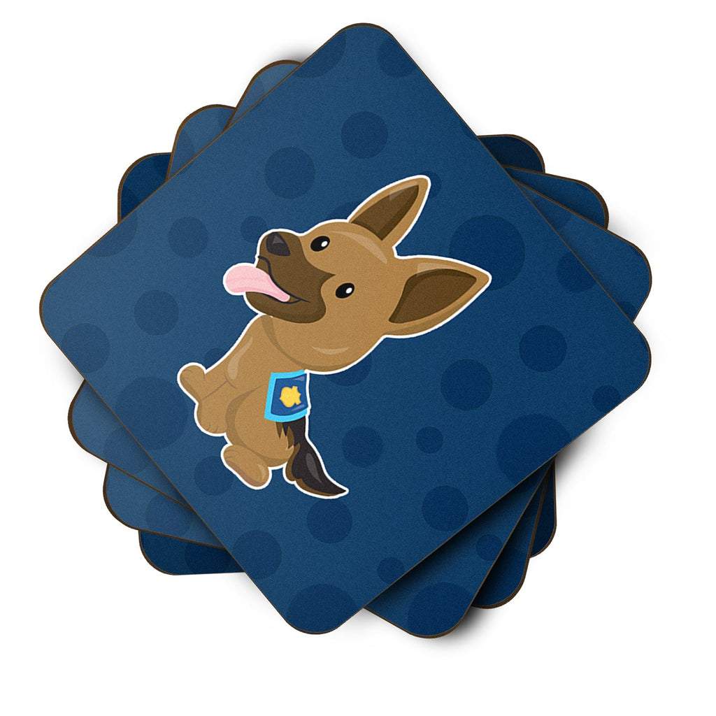 Police German Shepherd Foam Coasters Set of 4 Cup Coasters for Indoor Outdoor, Tabletop Protection, Anti Slip, Mouse pad Material