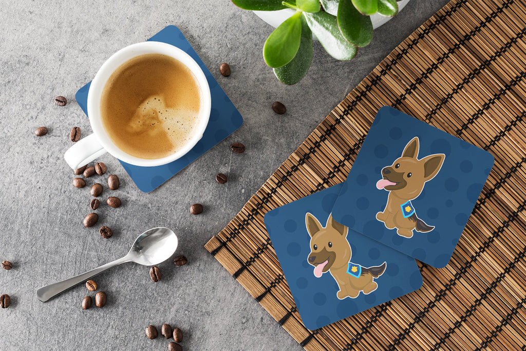 Police German Shepherd Foam Coasters Set of 4 Cup Coasters for Indoor Outdoor, Tabletop Protection, Anti Slip, Mouse pad Material