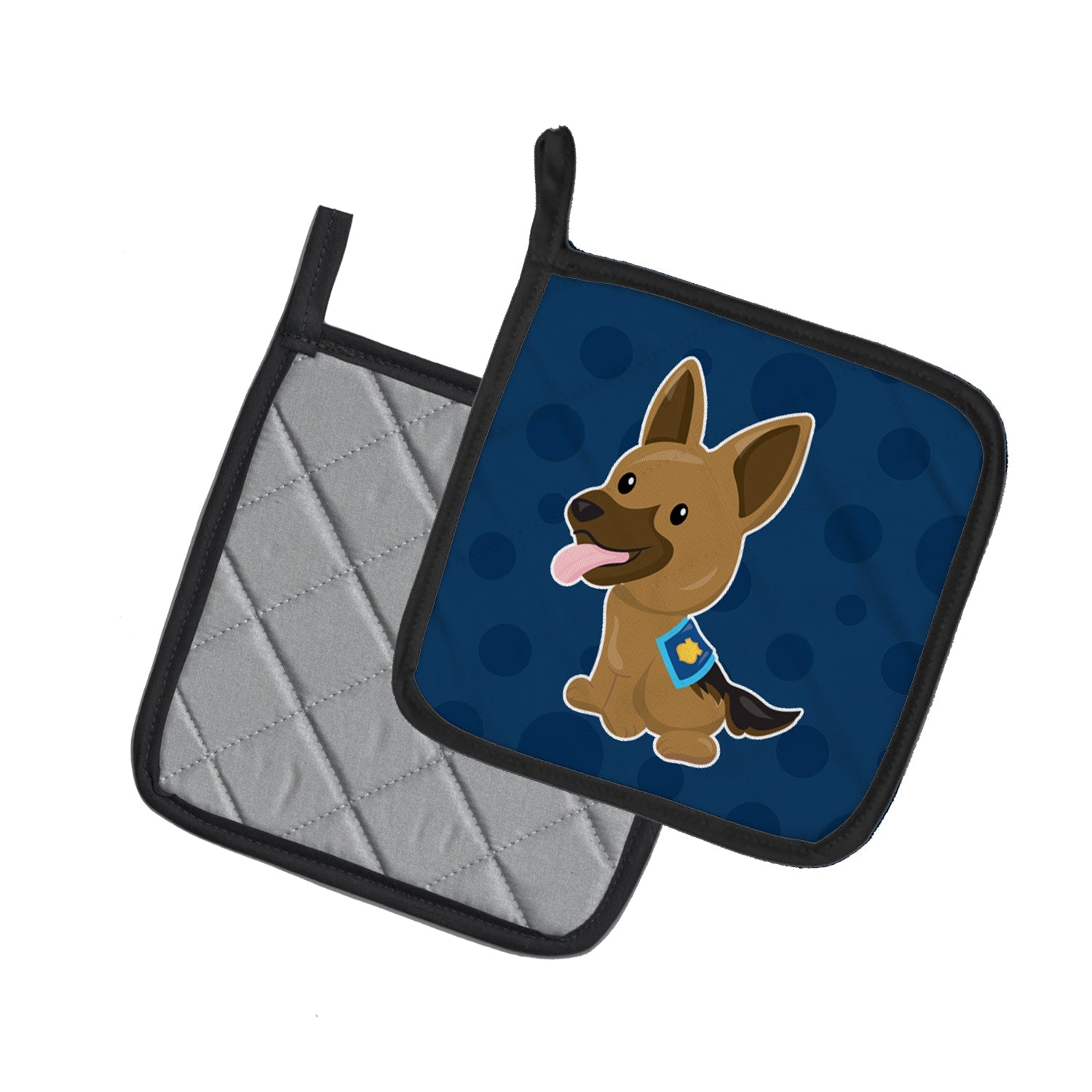 Police German Shepherd Pot Holder Set of 2 Heat Resistant Quilted Hot Pads 7.5 x 7.5 Inch, Insulated Kitchen Trivets for Cooking & Baking