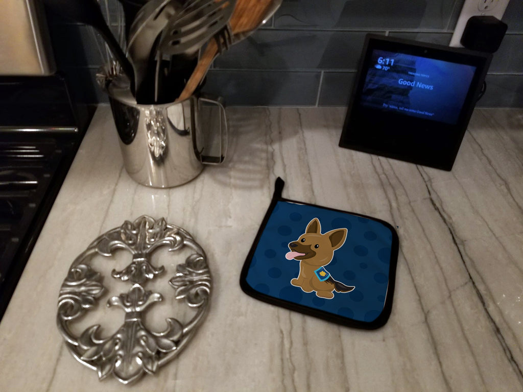 Police German Shepherd Pot Holder Set of 2 Heat Resistant Quilted Hot Pads 7.5 x 7.5 Inch, Insulated Kitchen Trivets for Cooking & Baking