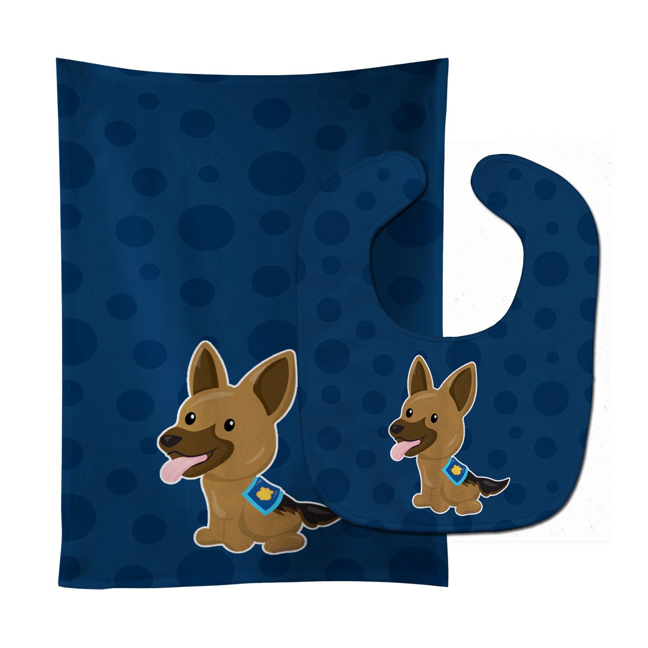 Police German Shepherd Baby Bib & Burp Cloth Easy-Clean Baby Bib Baby Feeding Accessory Baby Mealtime Essential