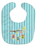 Birdhouses on Blue Stripes Baby Bib Easy-Clean Baby Bib Baby Feeding Accessory Baby Mealtime Essential, 10 x 13, Multicolor