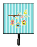 Birdhouses on Blue Stripes Leash or Key Holder Wall Hooks, Key Hooks Holder, Coat Rack Wall Mount, Coat Hooks, Hooks for Hanging Keys, Towels, Aprons, Leashes