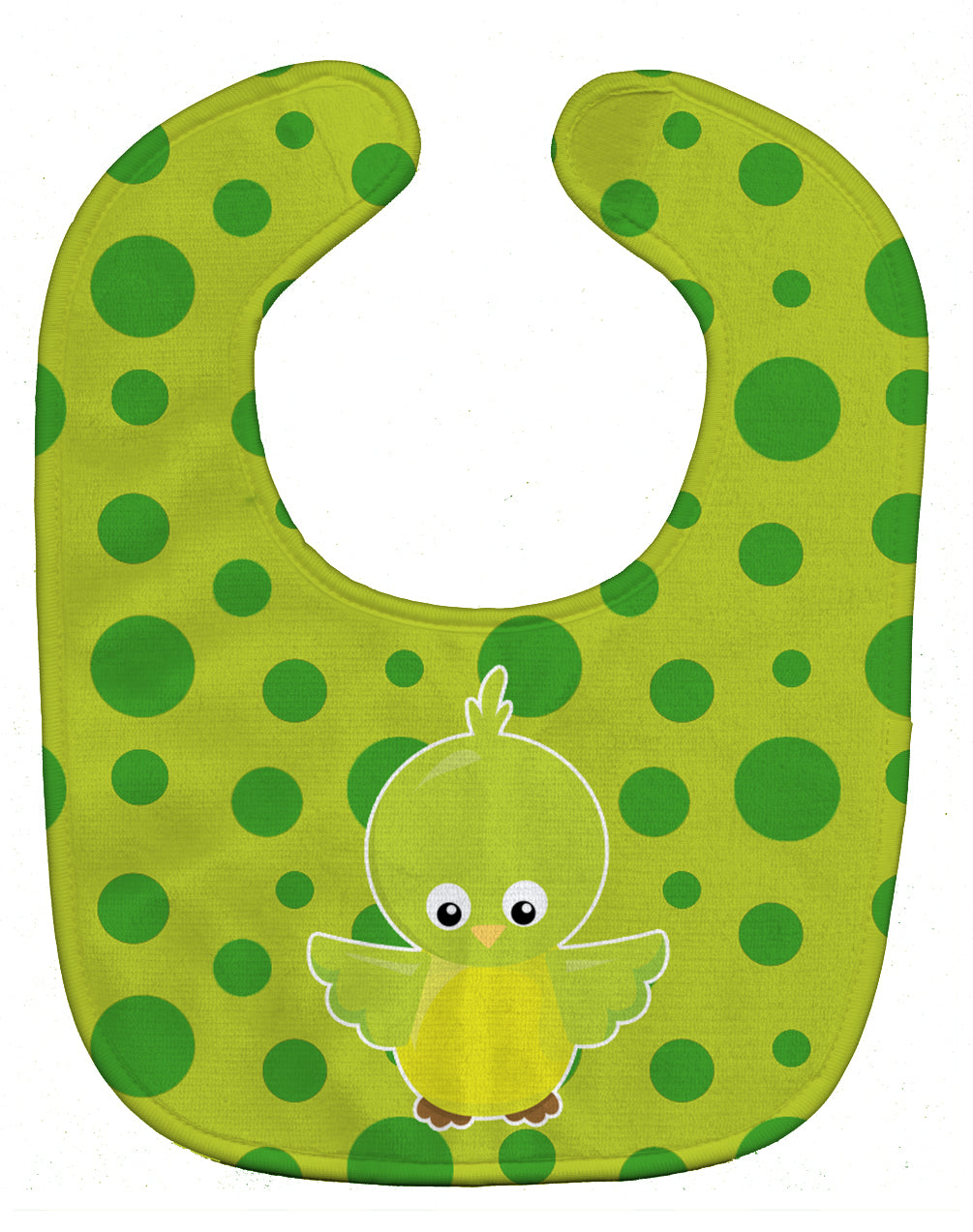 Bird on Green Polkadots Baby Bib Easy-Clean Baby Bib Baby Feeding Accessory Baby Mealtime Essential, 10 x 13, Multicolor