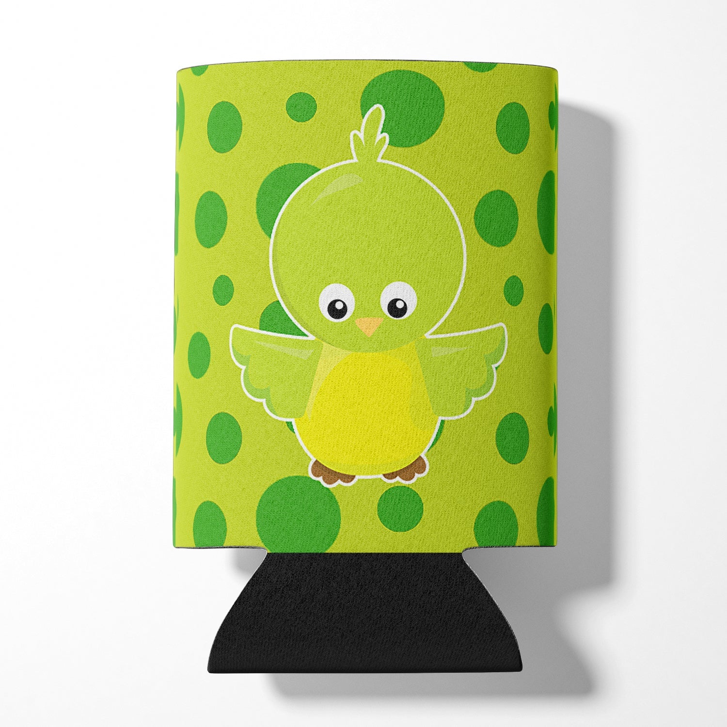 Bird on Green Polkadots Can or Bottle Hugger Cooler Sleeve for Standard 12 oz Cans, Insulated Foam Beer & Soda Can Hugger Reusable