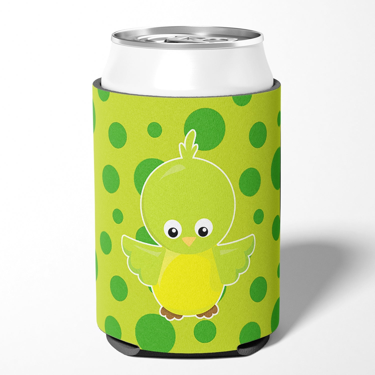 Bird on Green Polkadots Can or Bottle Hugger Cooler Sleeve for Standard 12 oz Cans, Insulated Foam Beer & Soda Can Hugger Reusable