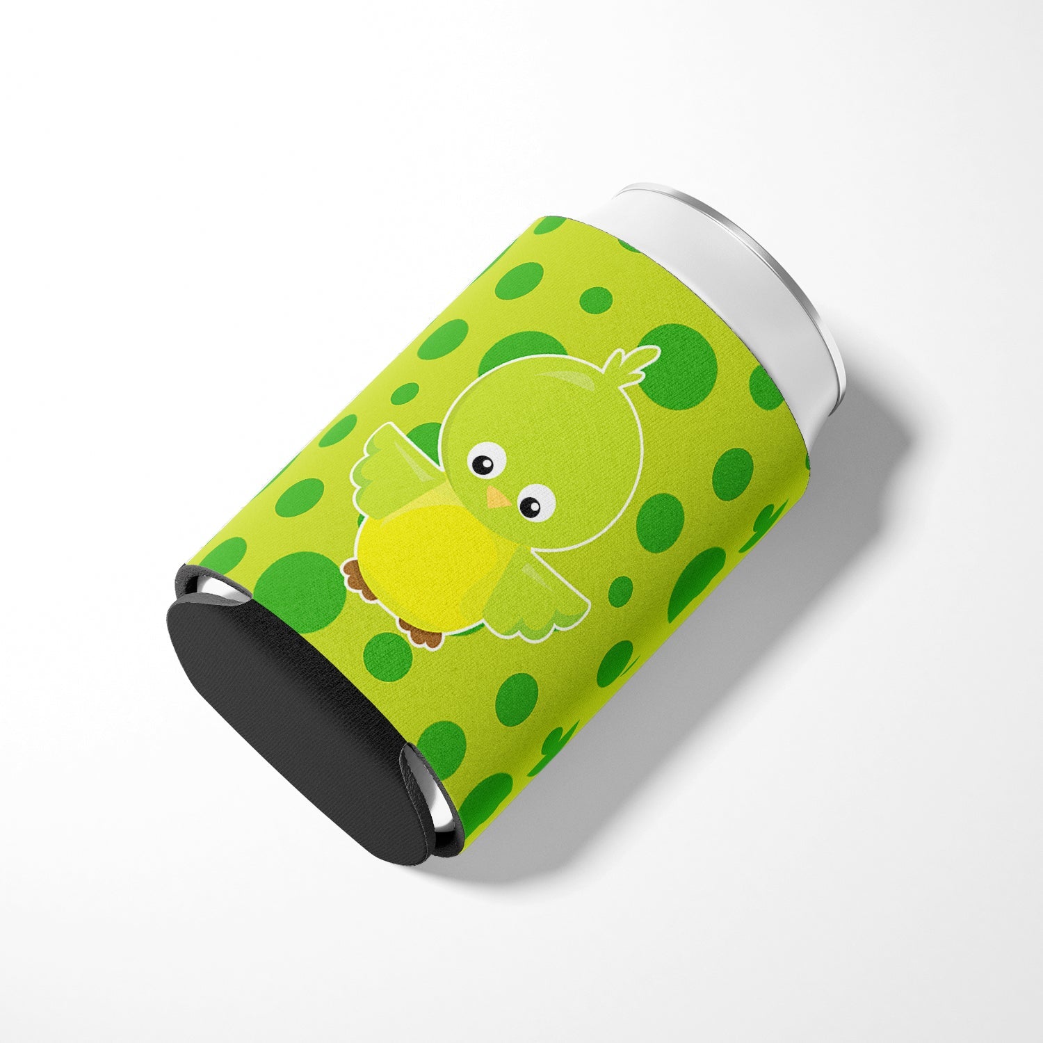 Bird on Green Polkadots Can or Bottle Hugger Cooler Sleeve for Standard 12 oz Cans, Insulated Foam Beer & Soda Can Hugger Reusable