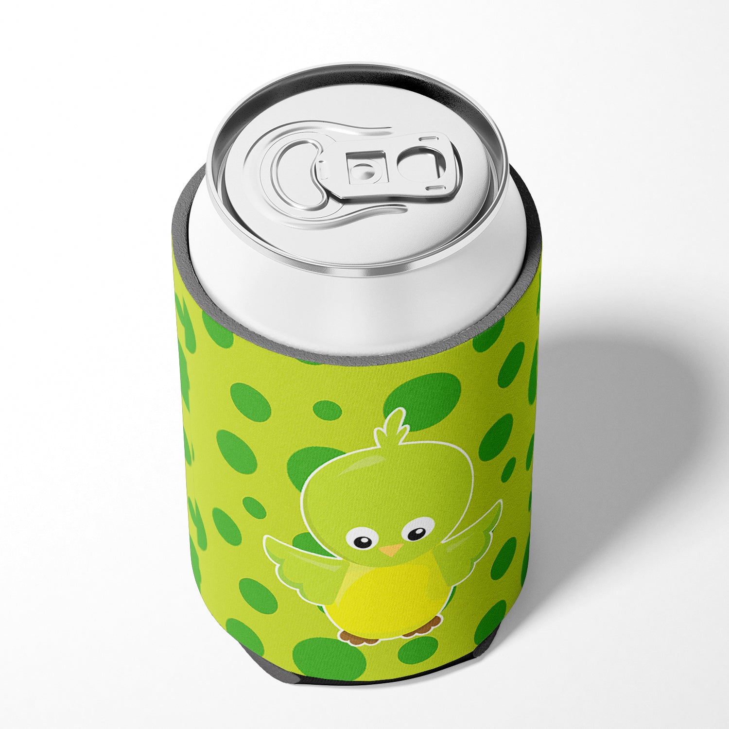 Bird on Green Polkadots Can or Bottle Hugger Cooler Sleeve for Standard 12 oz Cans, Insulated Foam Beer & Soda Can Hugger Reusable
