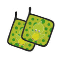 Bird on Green Polkadots Pot Holder Set of 2 Heat Resistant Quilted Hot Pads 7.5 x 7.5 Inch, Insulated Kitchen Trivets for Cooking & Baking
