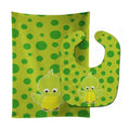 Bird on Green Polkadots Baby Bib & Burp Cloth Easy-Clean Baby Bib Baby Feeding Accessory Baby Mealtime Essential